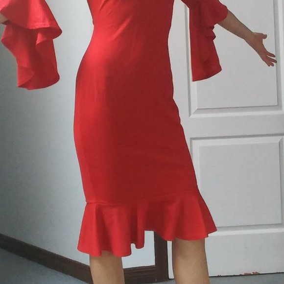 Fashion Red dress, S, new with tags - Picture 5 of 8